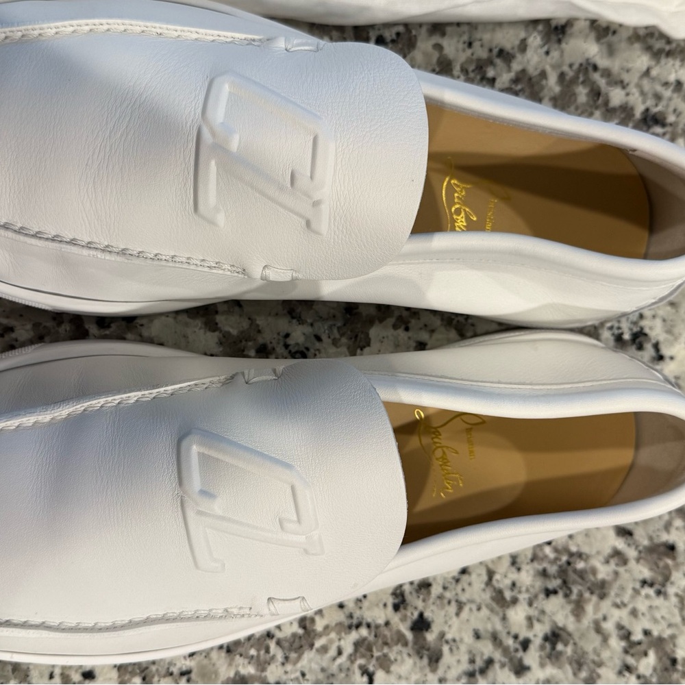 Christian Louboutin White Leather Loafers